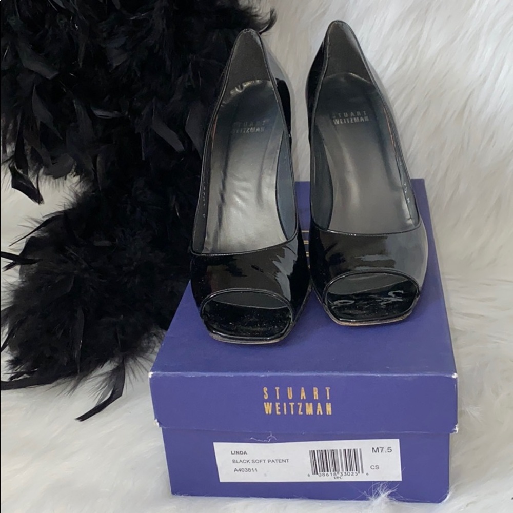 Stuart Weitzman Linda Soft Black Patent Pumps